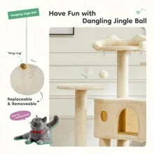 OLIXIS Cat Tree Tower For Indoor Cats, 54in Tall Multi-Level Pet Furniture, Kitty Play House With Sisal Scratching Post, Large Condo, Climbing Ladder, Plush Toy For Kitten, Anti-Tilt, Beige - 米色 - 查看 4