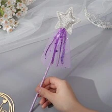 1 Set Princess Magical Star Wand With Sequin, Net Veil And Ribbon For Cosplay Party Decorations,Christmas - Multicolor - View 12