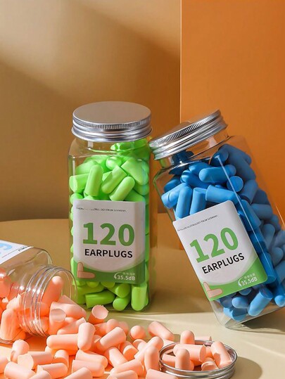 60/120 piezas Tapones para los oídos de reducción de ruido, Tapones para dormir insonoros antirruido, Tapones para los oídos silenciosos, Unisex, Experiencia de uso suave y cómoda, Textura esponjosa, Rebote lento, Uso prolongado sin dolor de oído