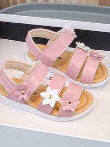 New Children's Sandals 2024 Summer New Girls Beach Sandals Flower Princess Shoes Roman Shoes - White - View 2