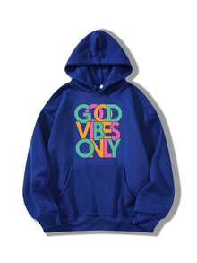 Cold Blouse Unisex Women's And Men's Sweatshirt Hooded Coat Cotton Moleton WITH PRINT - Màu xanh lam - Xem 1