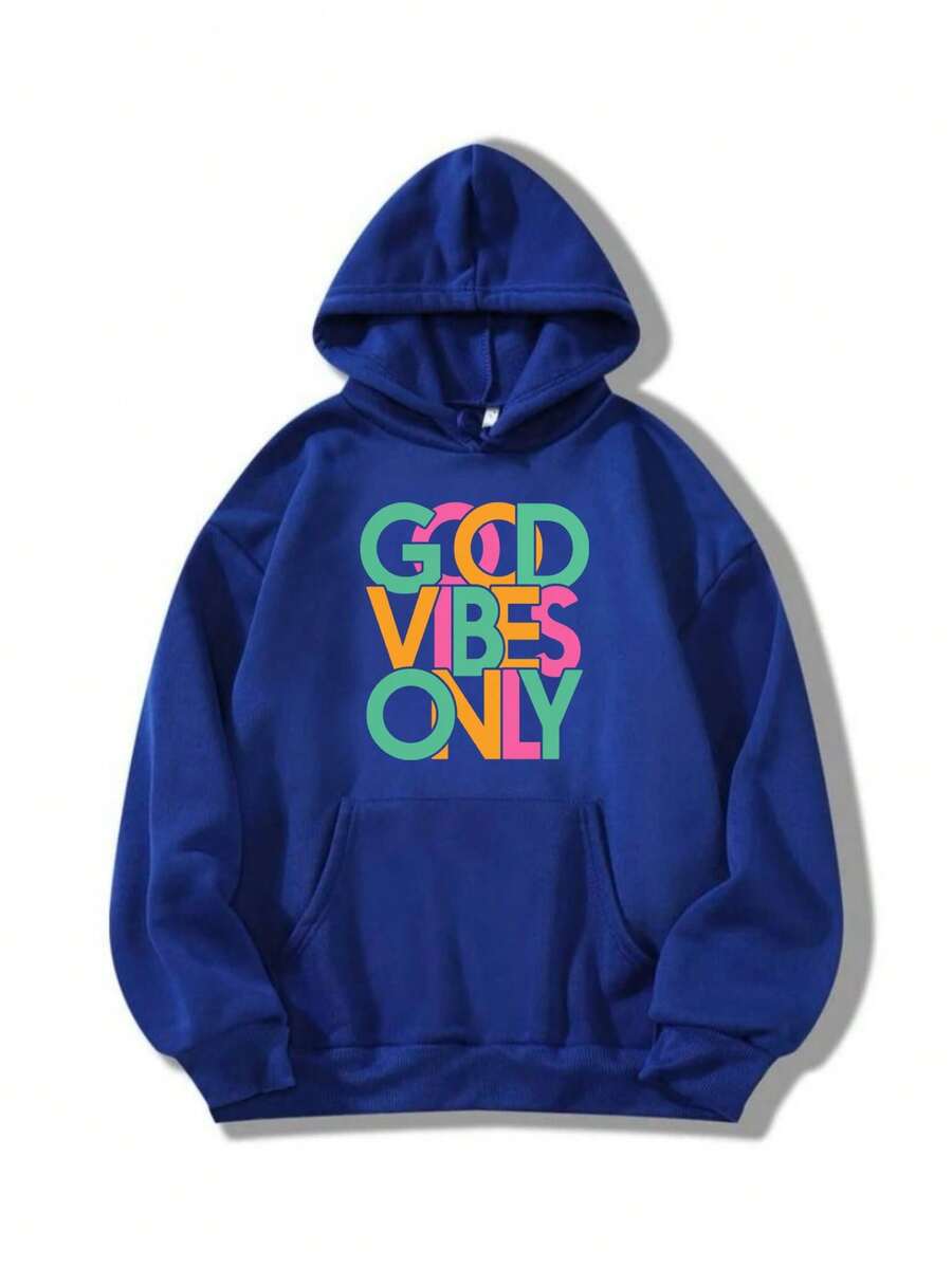 Cold Blouse Unisex Women's And Men's Sweatshirt Hooded Coat Cotton Moleton WITH PRINT - Màu xanh lam - Xem 1