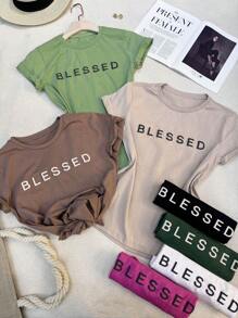 Women's T-Shirt, T-Shirt, Plain, Social, Casual, Cotton Blouse, Baby Look Tshirt, Cropped - 綠色 - 查看 5