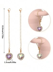 1pc Fashion Rhinestone Heart Shaped Glass Cup Chain Pendant Decor, Personalized Alloy Rhinestone Heart Charm For Modern Minimalist Glass Cup - Multicolor - View 4