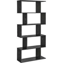 VASAGLE Bookshelf, 5-Tier Bookcase, Tall Display Shelf, Freestanding Storage Shelf, Room Divider, For Home Office, Living Room, Bedroom, Study, Ebony Black - Black - View 2