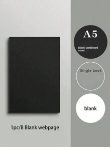 1pc Premium Black Cardstock Notebook - 256 Pages, Blank Square Sketchbook, For Office & Students Back To School - Multicolor - View 7
