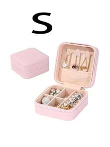 1 件大容量珠宝盒，便携式珠宝收纳盒，迷你珠宝收纳盒，珠宝展示盒，多功能收纳盒，具有防尘和抗氧化功能，适用于戒指、耳环、项链、口红、手表、手链、胸针、发夹、眼影盘，是送给女性、女孩、朋友和家人的绝佳礼物