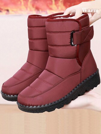 Thick Warm Snow Boots For Women, Short Tube, Round Toe, Anti-Slip, Plus Size 36-45, Winter