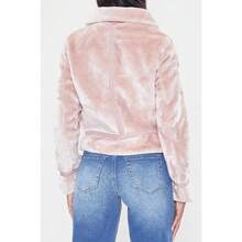 Women's Winter Faux Fur Jacket - Mauve - View 8