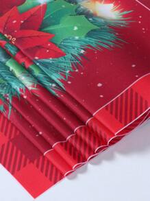 1Pc Polyester Christmas Table Runner Tablecloth Table Cover, Green Leaves And Red Flowers Pattern, Christmas Decor, Christmas Home Decor, Xmas Desktop Center Decor, Merry Christmas, Party Favor, Noel, Christmas, Christmas