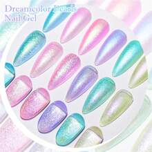 MEET ACROSS 12件套极光凝胶指甲油套装，6色极光珍珠贝壳凝胶指甲油套装，闪亮亮片极光亮油，搭配6色珍珠闪光亮片凝胶指甲油套装，春夏美甲粉蓝梦幻色凝胶7ml，半永久指甲胶水，可卸除UV/LED美甲油，美甲套装，美甲用品，美甲DIY，家庭沙龙，女士礼物 - 彩色 - 查看 8