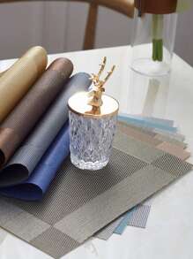 2-6pcs/Set Metallic Gold Hollow Woven Placemats, 11.8in X 17.7in PVC Material, Washable, Easy Clean, Wipeable, Anti-Slip, Heat Resistant, For Rooms, Dining Tables, Home Decor, Suitable For Holidays, Parties, Birthdays, Weddings And Banquets - Multicolor - View 4