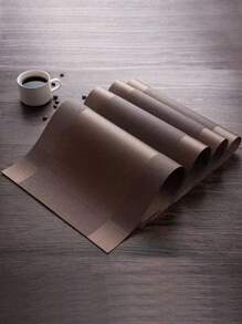 2-6pcs/Set Metallic Gold Hollow Woven Placemats, 11.8in X 17.7in PVC Material, Washable, Easy Clean, Wipeable, Anti-Slip, Heat Resistant, For Rooms, Dining Tables, Home Decor, Suitable For Holidays, Parties, Birthdays, Weddings And Banquets - Multicolor - View 8