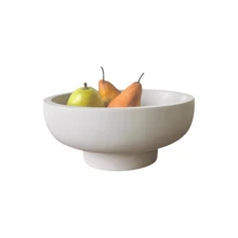 hanyial Concrete Fruit Bowl For Kitchen Counter - Large Decorative Bowl For Home Decor - Modern Pedestal Bowl - Key Bowl For Entry Table - Footed Bowl - Entryway Bowl For Keys - Beige - View 1