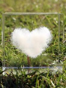 1pc Laser Engraved Crystal Glass Heart Shaped Decorative Cube Figurine - Multicolor - View 7