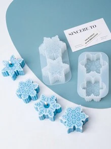 1个雪花蜡烛硅胶模具装饰模具DIY手工香薰蜡烛环氧树脂石膏模具新年礼物家居装饰 - Snow - 查看 8