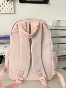 返校大容量背包，蝴蝶结点缀，休闲学院风，适合高中生、大学生、通勤和旅行 - 粉色 - 查看 9