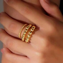 3 件金色珠子弹力环套装 - 金色 - 查看 1