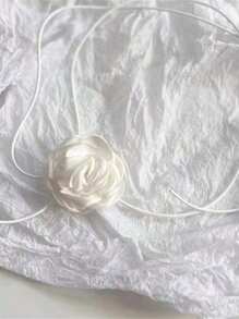 2 件女式白色和黑色玫瑰图案面料颈链，适合日常佩戴 - 彩色 - 查看 6