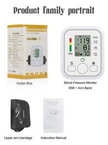 Monitor Presión Arterial Digital Lcd Para Brazo Monitor de Brazalete para detectar presión sanguínea Maumanometro - Blanco - Ver 5