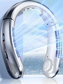 2024新款便携式无叶挂脖风扇五代懒人USB充电小风扇-滑轮无限转速100档大风力风扇，办公室，旅行，露营，户外旅行便携式USB风扇，感恩节万圣节圣诞节礼物