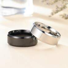 Anillo de acero de titanio mate de 8MM con biselado doble, anillo de acero inoxidable brillante y mate de acero de titanio con decoración "Te amo"