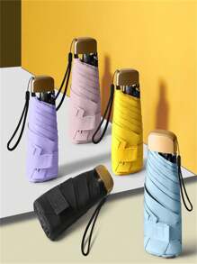 1 件迷你纯色防水折叠雨伞，休闲耐用紧凑型雨伞，适合男女户外活动 - 彩色 - 查看 3