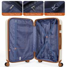 Luggage 5 Set Hardside Expandable Spinner Wheel With TSA Lock, Travel Bag, Duffel Bag,  20 Carry On Luggage And 24 & 28 Checked Luggage - 白色 棕色 - 查看 9