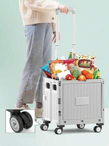 1個可折疊運輸手推車,可折疊滾動手推車,行李收納箱,大容量攜帶超市購物車,配有輪子,非常適合室外露營和收納,適用於居家旅行使用,旅行必備品,適用於男女學生的各種旅行假期、蜜月、郵輪、返校用途 - 綠色 - 查看 2