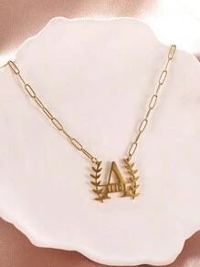 1 Vòng Cổ Inox Mới Dành Cho Nam Và Nữ Với Tên Viết Tắt Của Châu Âu Và Châu Mỹ, Vòng Cổ Tên Nhánh Ô Liu, Bao Gồm Hộp Quà Tặng-Vàng - Vàng - Xem 3