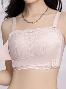 Front Closure Lace Wireless Bra, Comfortable Seamless Push Up Bra, Full Coverage Breathable Bra, Lingerie