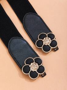 1PC Girl's Halloween Elegant Flower Buckle Belt Back To School Winter Gift Ideas Boy Girl Valentine's Day - Black - View 4