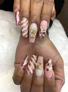 10pcs Faux Pearl Decor Zinc Alloy Nail Art Decoration DIY Nail Charms Nail Gems Nail Supplies - View 3