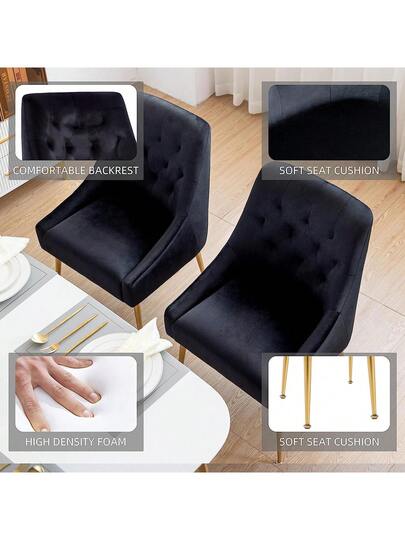 LONXIU Dining Stoel Set Of Thick Fluwelen Fabric Padded Seat, Metal Legs, Kitchen Moderne Room, Living Bedroom view 4