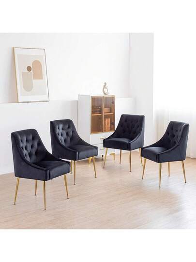 LONXIU Dining Stoel Set Of Thick Fluwelen Fabric Padded Seat, Metal Legs, Kitchen Moderne Room, Living Bedroom view 5