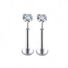 1 对 20G 316L 不锈钢平背耳环耳钉无螺纹耳屏软骨唇鼻穿孔美杜莎穿孔首饰防过敏