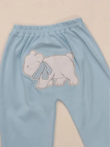 2-Piece Set Baby Boy Clothes Embroidered Long Sleeve Bodysuit And Turn-Up Pants 0 To 9 Months - Màu xanh nhạt - Xem 5