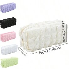 1pc Macaron Pencil Case Pen Bag Cosmetic Pouch Travel Cosmetic Kit Brush Holder Large Capacity Organizer Portable Soft Toiletry Organizer Pencil Holder Storage Bag,Back To School,School Supplies,Pencil Pouch,School Bag