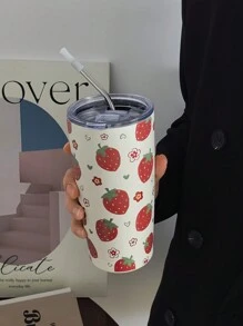 1 件 20 盎司/600 毫升水果系列保温杯、双层真空杯、带盖旅行杯、露营咖啡杯、保温瓶（不含吸管）水瓶返校 - 彩色 - 查看 4