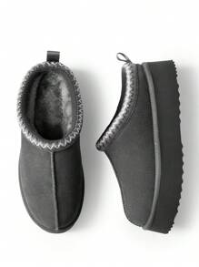 Genuine Suede Leather Women's Fashion Platform Slippers - Short Ankle Boot With Anti-Slip Sole- Cozy, Fuzzy, And Warm Winter Footwear FuzzyEasy Women's 1.57 Inch Platform Slip-On Home Furry Slippers, Ideal For Indoor And Outdoor Use Suitable For Gift (SUGGEST SIZE UP) - 灰色 - 查看 10