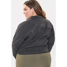 Women's Plus Size Drop Shoulder Boyfriend Denim Jacket - M Medium Blue Rips - View 11