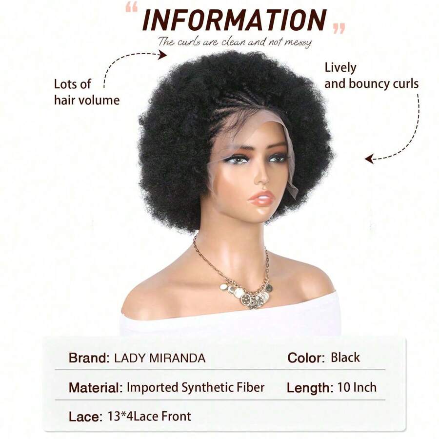 Afro Curly 13x4 Lace Front Hair Wig Short Bouncy Afro Curly Wig Soft