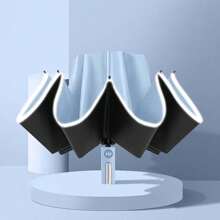 Fully Automatic Umbrella High Quality Inverted Umbrella Sun And Rain Protection In Reinforced Vinyl With 10 Supports - Baby Blue - View 1