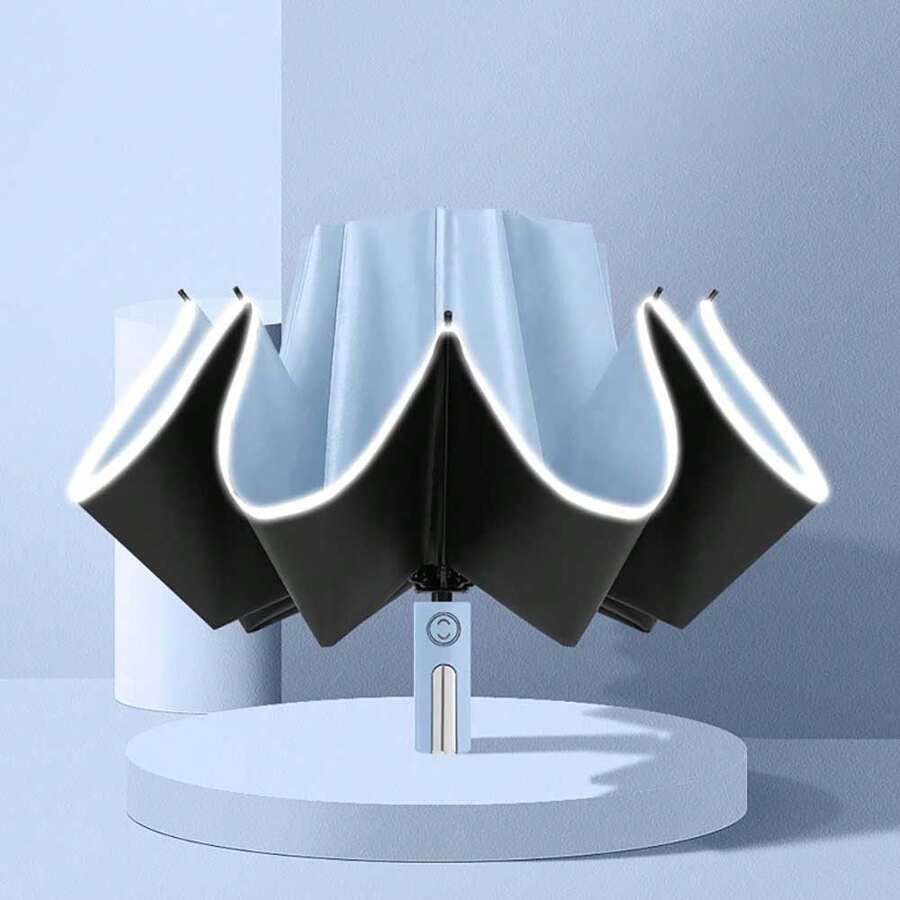 Fully Automatic Umbrella High Quality Inverted Umbrella Sun And Rain Protection In Reinforced Vinyl With 10 Supports - Baby Blue - View 1