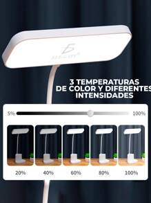 Lámpara de escritorio USB con brazo ajustable y puerto de carga - Blanco - Ver 3