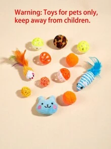12pcs Random Color Pet Cat Toys, Suitable For Cats To Relieve Stress And Have Fun - Multicolor - View 4