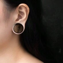 2 PIEZAS Enchufes y túneles para orejas elegantes con patrón de red y calado, hipoalergénicos, de acero inoxidable 316L para perforaciones corporales en orejas estiradas, joyería