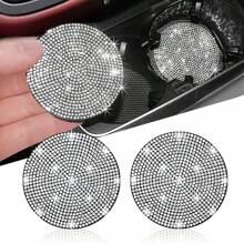 2 Packs Bling Car Cup Holder Coaster, 2.75 Inch Anti-Slip Shockproof Universal Fashion Car Coasters Insert Bling Car Accessories For Women