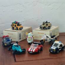 8-In-1 1600+ Piece Challenging Car Building Block Set, Including Race Cars, Sports Cars, Off-Road Vehicles, Police Cars, Etc. Classic Designs For Desktop Display, Window Decorations, Holiday & Back-To-School Gifts. (Paintable Decals Included)