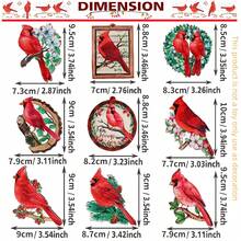 9pcs, Red Cardinal Christmas Ornaments Wooden Cardinals Birds For Christmas Tree Ornament Decorations Memorial Gifts - Red - View 3